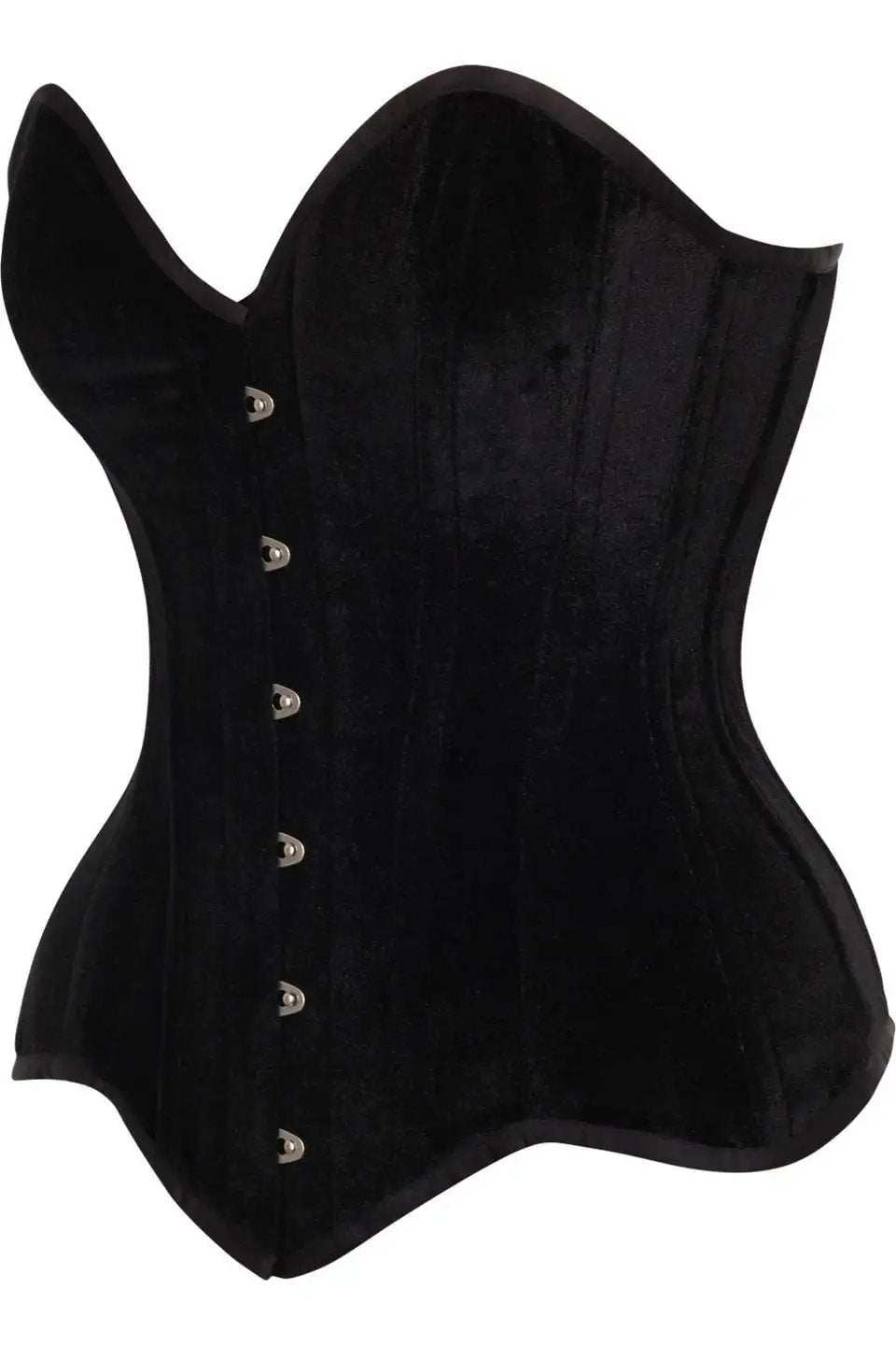 Daisy Corsets Top Drawer Black Velvet Steel Boned Overbust Corset - Daisy Corsets - Flyclothing LLC