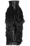 Daisy Corsets Top Drawer Steel Boned Black Velvet Victorian Bustle Underbust Corset Dress - Daisy Corsets - Flyclothing LLC
