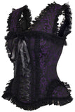 Daisy Corsets Top Drawer Purple/Black Swirl Brocade & Lace Steel Boned Corset w/Cap Sleeves - Daisy Corsets - Flyclothing LLC