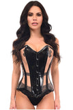 Daisy Corsets Top Drawer Black Patent & Nude Mesh Steel Boned Overbust Corset - Daisy Corsets - Flyclothing LLC