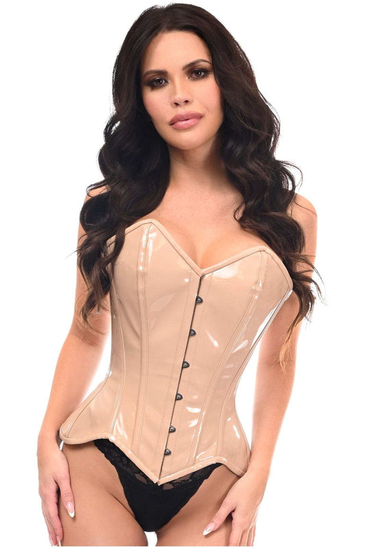 Daisy Corsets Top Drawer Nude Patent Steel Boned Overbust Corset - Daisy Corsets - Flyclothing LLC