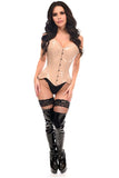 Daisy Corsets Top Drawer Nude Patent Steel Boned Overbust Corset - Daisy Corsets - Flyclothing LLC