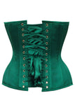 Daisy Corsets Top Drawer Dark Green Satin Steel Boned Overbust Corset - Daisy Corsets - Flyclothing LLC