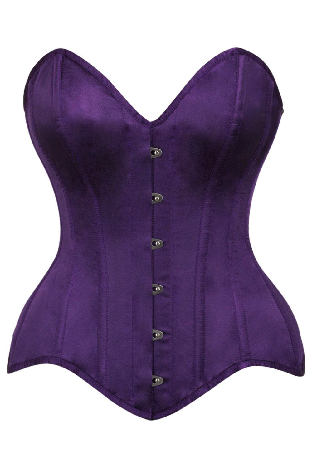 Daisy Corsets Top Drawer Dark Purple Satin Steel Boned Overbust Corset - Daisy Corsets - Flyclothing LLC