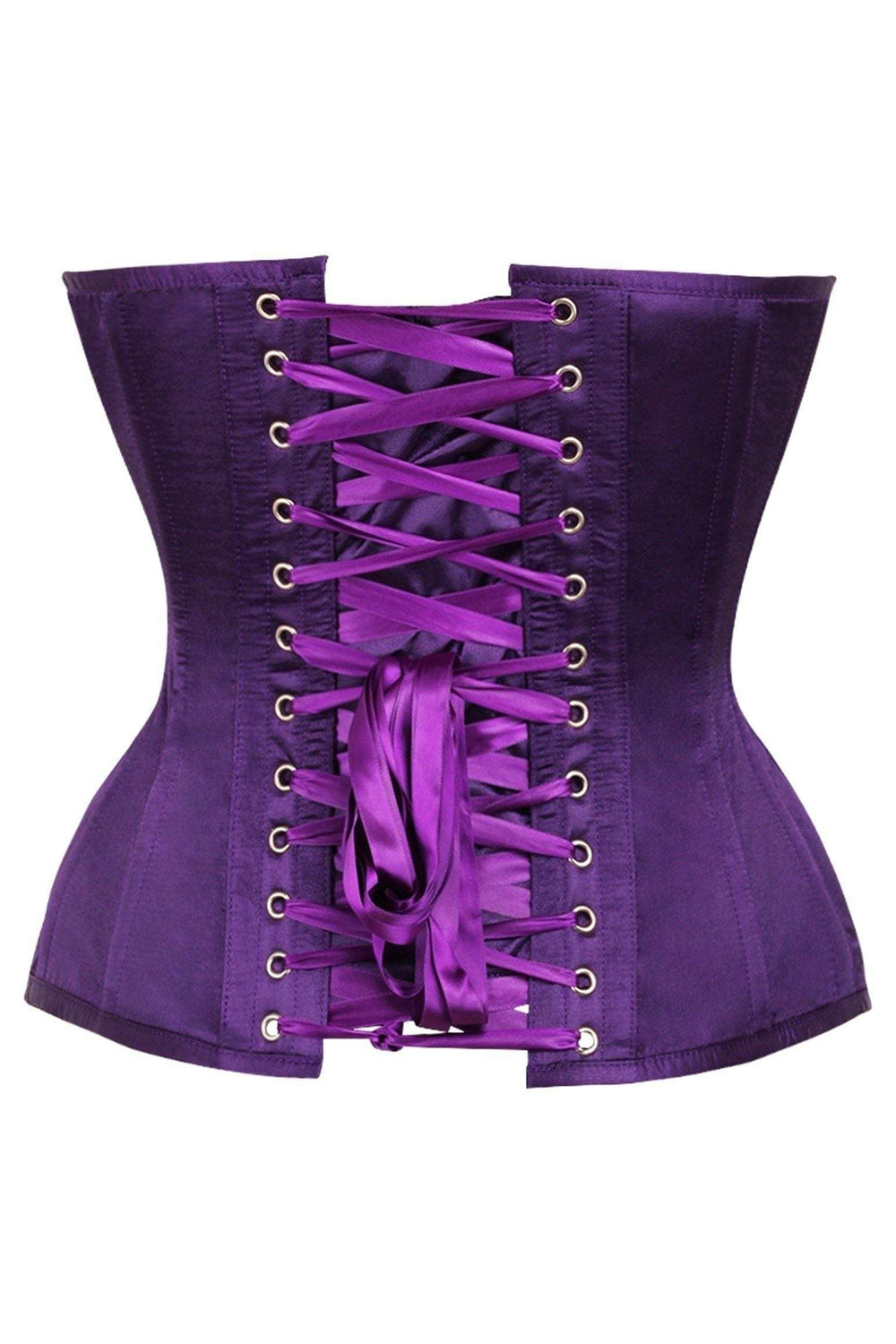 Daisy Corsets Top Drawer Dark Purple Satin Steel Boned Overbust Corset - Daisy Corsets - Flyclothing LLC