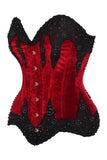 Daisy Corsets Top Drawer Dark Red Velvet & Beaded Steel Boned Overbust Corset - Daisy Corsets - Flyclothing LLC