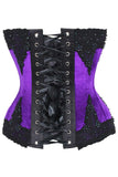Daisy Corsets Top Drawer Purple Velvet & Beaded Steel Boned Overbust Corset - Daisy Corsets - Flyclothing LLC