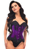 Daisy Corsets Top Drawer Purple Velvet & Beaded Steel Boned Overbust Corset - Daisy Corsets - Flyclothing LLC