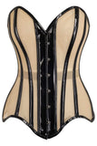 Daisy Corsets Top Drawer Nude Mesh & Black Patent Steel Boned Corset - Daisy Corsets - Flyclothing LLC