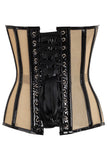Daisy Corsets Top Drawer Nude Mesh & Black Patent Steel Boned Corset - Daisy Corsets - Flyclothing LLC