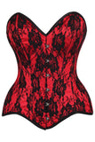 Daisy Corsets Top Drawer Red Satin w/Black Lace Overlay Steel Boned Overbust Corset - Daisy Corsets - Flyclothing LLC