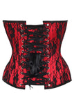 Daisy Corsets Top Drawer Red Satin w/Black Lace Overlay Steel Boned Overbust Corset - Daisy Corsets - Flyclothing LLC