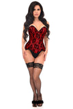 Daisy Corsets Top Drawer Red Satin w/Black Lace Overlay Steel Boned Overbust Corset - Daisy Corsets - Flyclothing LLC