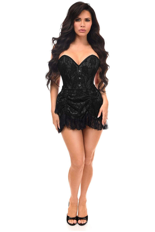 Daisy Corsets Top Drawer 2 PC Black Lace Steel Boned Corset & Skirt Set - Daisy Corsets - Flyclothing LLC