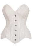 Daisy Corsets Top Drawer White Patent Leather Steel Boned Overbust Corset - Daisy Corsets - Flyclothing LLC
