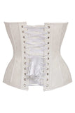Daisy Corsets Top Drawer White Patent Leather Steel Boned Overbust Corset - Daisy Corsets - Flyclothing LLC