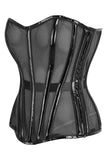 Daisy Corsets Top Drawer Black Fishnet w/Patent Steel Boned Overbust Corset - Daisy Corsets - Flyclothing LLC