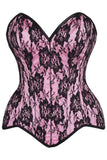 Daisy Corsets Top Drawer Pink Satin w/Black Lace Overlay Steel Boned Overbust Corset - Daisy Corsets - Flyclothing LLC