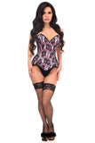 Daisy Corsets Top Drawer Pink Satin w/Black Lace Overlay Steel Boned Overbust Corset - Daisy Corsets - Flyclothing LLC
