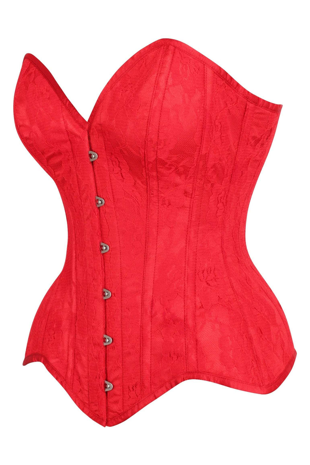 Daisy Corsets Top Drawer Red Satin w/Red Lace Overlay Steel Boned Overbust Corset - Daisy Corsets - Flyclothing LLC