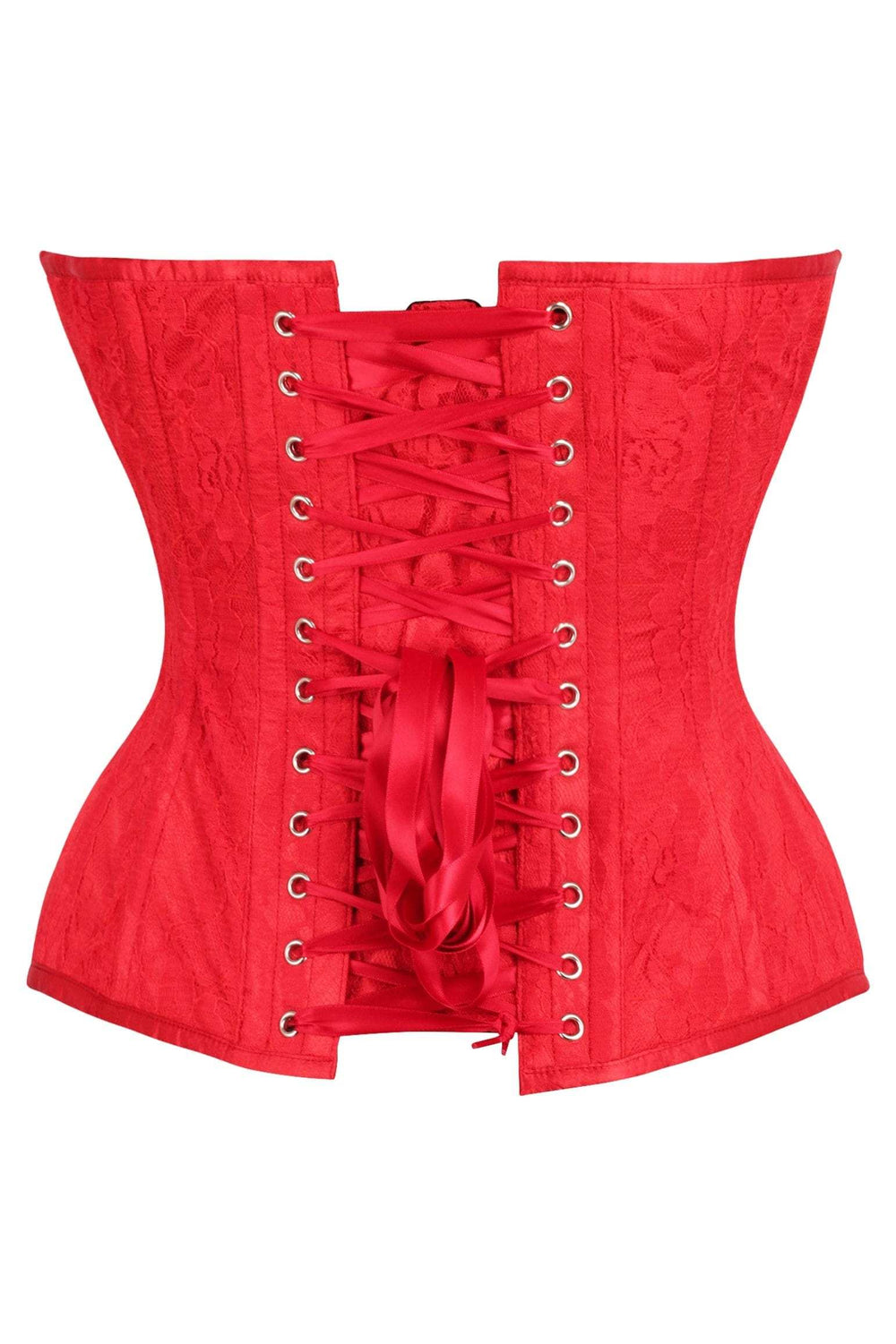 Daisy Corsets Top Drawer Red Satin w/Red Lace Overlay Steel Boned Overbust Corset - Daisy Corsets - Flyclothing LLC