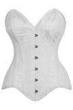 Daisy Corsets Top Drawer White Satin w/White Lace Overlay Steel Boned Overbust Corset - Daisy Corsets - Flyclothing LLC