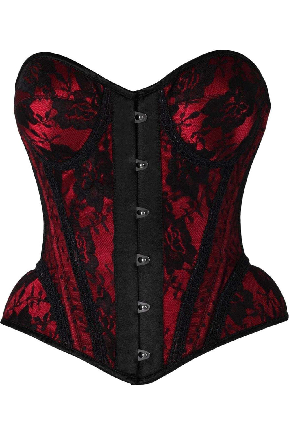 Daisy Corsets Top Drawer Red w/Black Lace Steel Boned Underwire Bustier Corset - Daisy Corsets - Flyclothing LLC