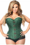 Daisy Corsets Top Drawer Dark Green Brocade Steel Boned Corset w/Clasp Closure - Daisy Corsets - Flyclothing LLC