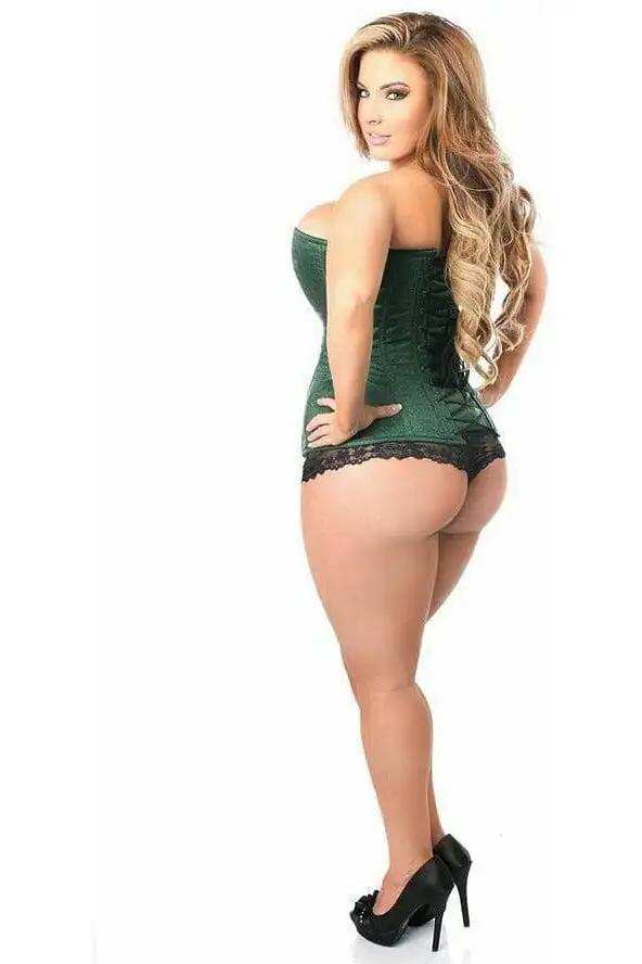 Daisy Corsets Top Drawer Dark Green Brocade Steel Boned Corset w/Clasp Closure - Daisy Corsets - Flyclothing LLC