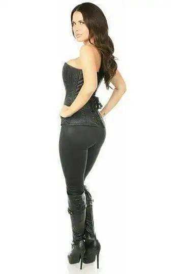 Daisy Corsets Top Drawer Black Brocade Steel Boned Corset w/Clasp Closure - Daisy Corsets - Flyclothing LLC