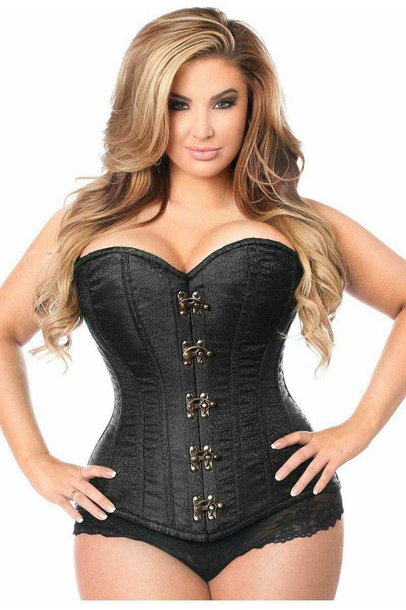 Daisy Corsets Top Drawer Black Brocade Steel Boned Corset w/Clasp Closure - Daisy Corsets - Flyclothing LLC