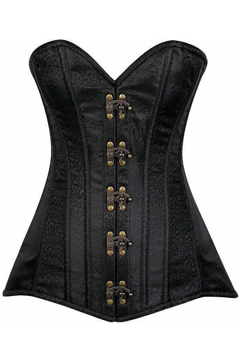 Daisy Corsets Top Drawer Black Brocade Steel Boned Corset w/Clasp Closure - Daisy Corsets - Flyclothing LLC