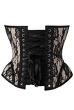 Daisy Corsets Top Drawer Nude w/Black Lace Steel Boned Underwire Bustier Corset - Daisy Corsets - Flyclothing LLC