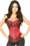Daisy Corsets Top Drawer Wine Brocade Steel Boned Corset w/Black Eyelash Lace - Daisy Corsets - Flyclothing LLC