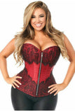 Daisy Corsets Top Drawer Wine Brocade Steel Boned Corset w/Black Eyelash Lace - Daisy Corsets - Flyclothing LLC