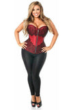 Daisy Corsets Top Drawer Wine Brocade Steel Boned Corset w/Black Eyelash Lace - Daisy Corsets - Flyclothing LLC