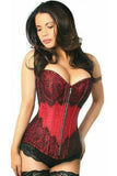 Daisy Corsets Top Drawer Wine Brocade Steel Boned Corset w/Black Eyelash Lace - Daisy Corsets - Flyclothing LLC