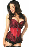 Daisy Corsets Top Drawer Wine Brocade Steel Boned Corset w/Black Eyelash Lace - Daisy Corsets - Flyclothing LLC