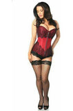 Daisy Corsets Top Drawer Wine Brocade Steel Boned Corset w/Black Eyelash Lace - Daisy Corsets - Flyclothing LLC