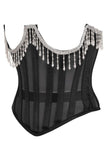 Daisy Corsets Top Drawer Steel Boned Sheer Underwire Waist Cincher w/Fringe - Daisy Corsets - Flyclothing LLC