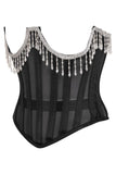 Daisy Corsets Top Drawer Steel Boned Sheer Underwire Waist Cincher w/Fringe - Daisy Corsets - Flyclothing LLC