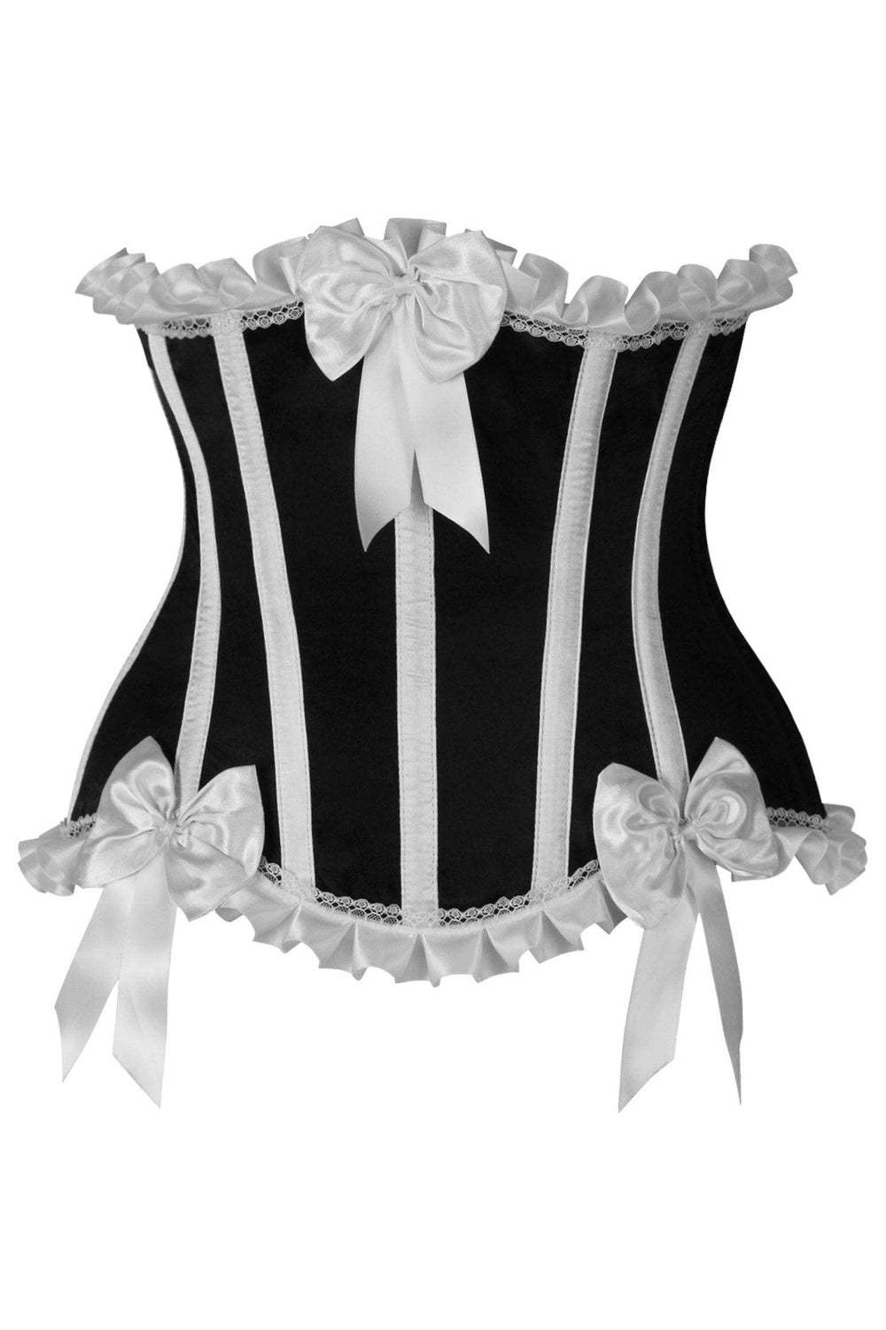 Daisy Corsets Top Drawer Black/White Steel Boned Burlesque Underbust Corset Waist Cincher - Daisy Corsets - Flyclothing LLC