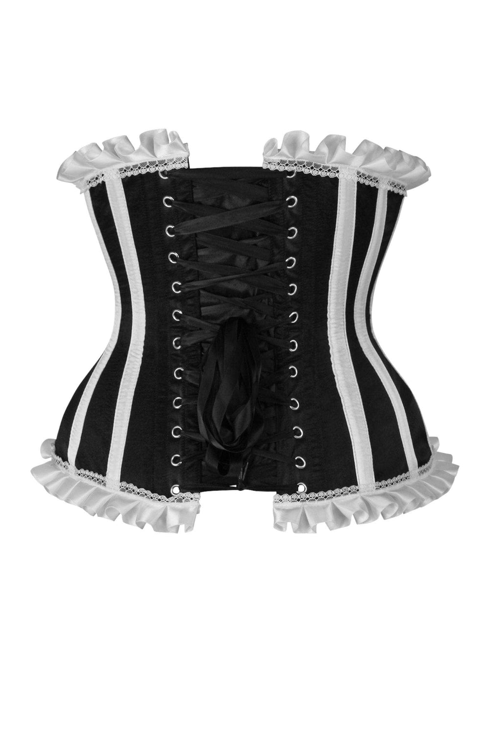 Daisy Corsets Top Drawer Black/White Steel Boned Burlesque Underbust Corset Waist Cincher - Daisy Corsets - Flyclothing LLC