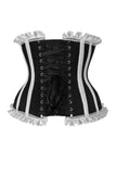 Daisy Corsets Top Drawer Black/White Steel Boned Burlesque Underbust Corset Waist Cincher - Daisy Corsets - Flyclothing LLC