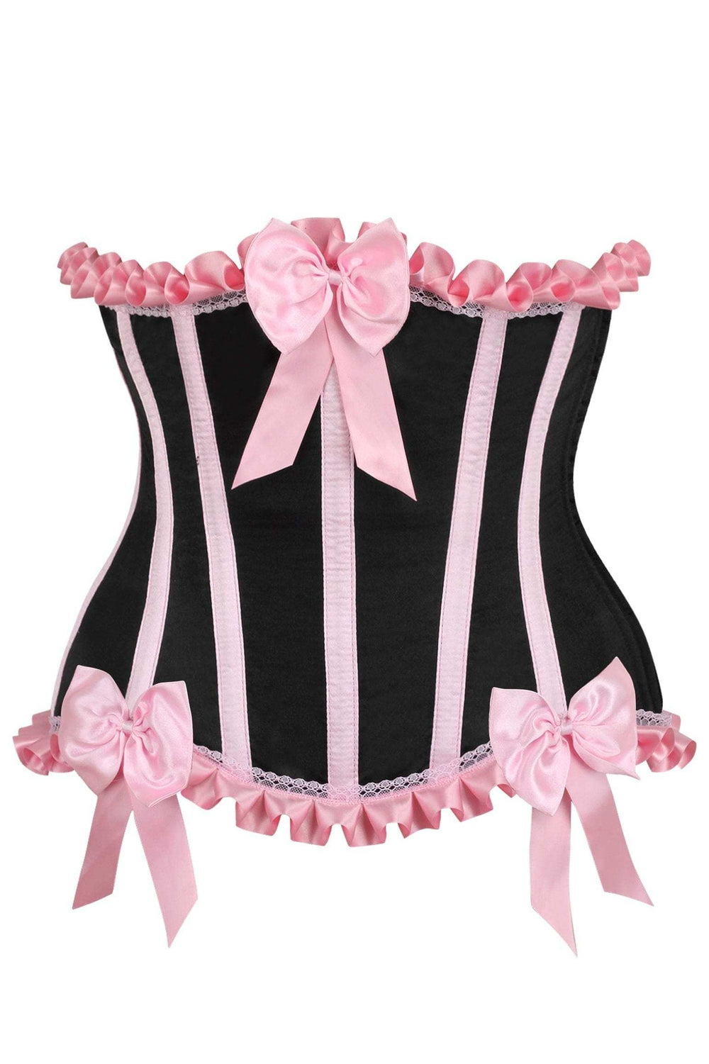 Daisy Corsets Top Drawer Black/Pink Steel Boned Burlesque Underbust Corset Waist Cincher - Daisy Corsets - Flyclothing LLC