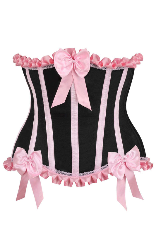 Daisy Corsets Top Drawer Black/Pink Steel Boned Burlesque Underbust Corset Waist Cincher - Daisy Corsets - Flyclothing LLC