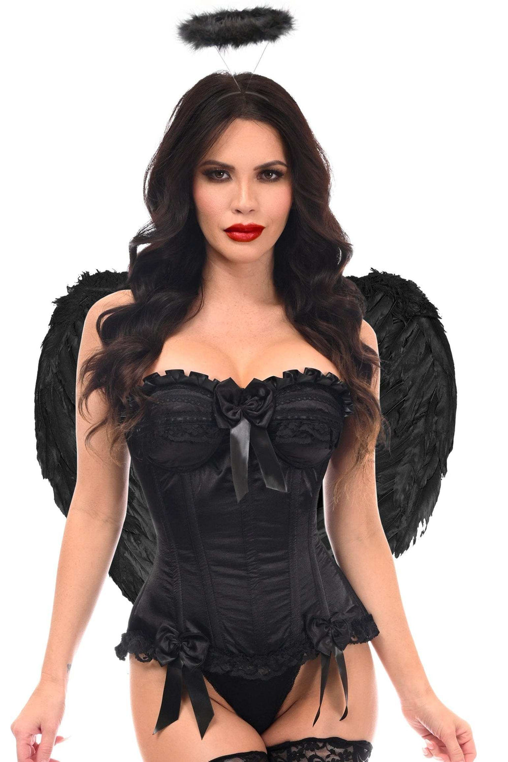 Daisy Corsets Top Drawer 3 PC Black Burlesque Dark Angel Corset Costume - Daisy Corsets - Flyclothing LLC