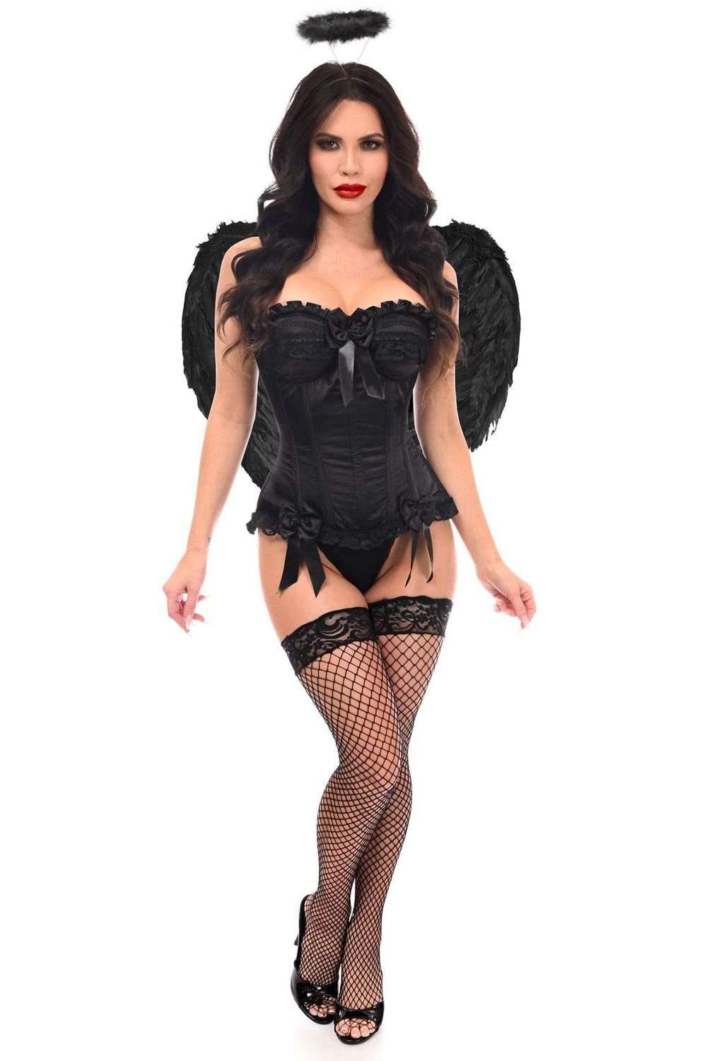 Daisy Corsets Top Drawer 3 PC Black Burlesque Dark Angel Corset Costume - Daisy Corsets - Flyclothing LLC