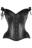 Daisy Corsets Top Drawer Black Faux Leather Steel Boned Corset w/Straps - Daisy Corsets - Flyclothing LLC