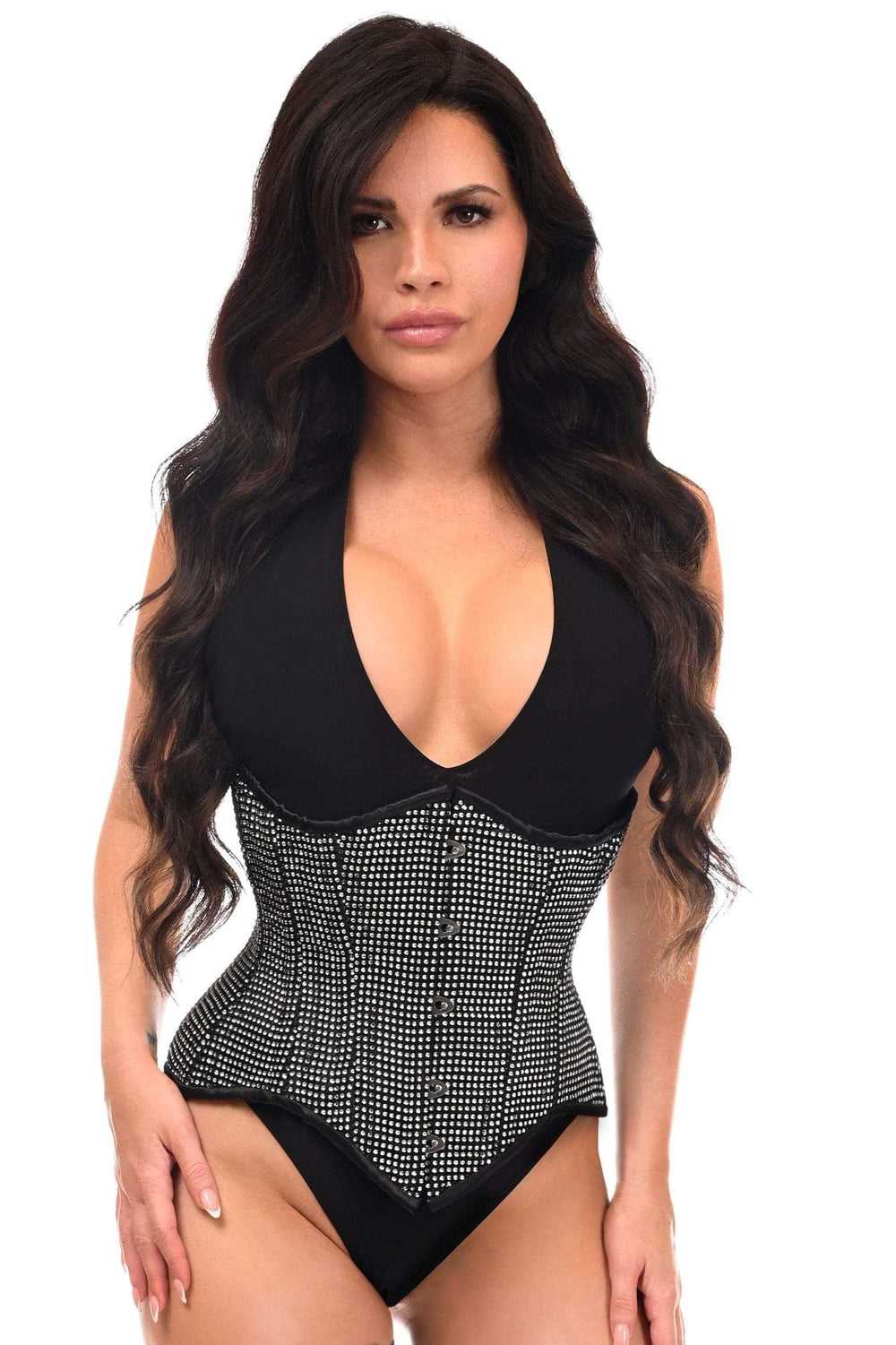 Daisy Corsets Top Drawer Rhinestone Double Steel Boned Underbust Waist Cincher Corset - Daisy Corsets - Flyclothing LLC